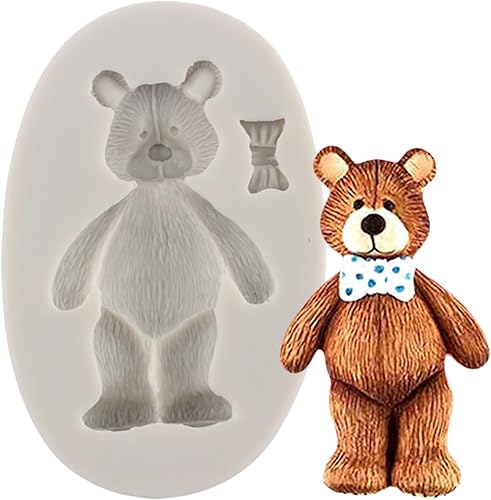 MINFEIDMS Molde de fondant de arco de oso para decoración de tartas, decoración de cupcakes, pasta de goma de caramelo de chocolate, arcilla