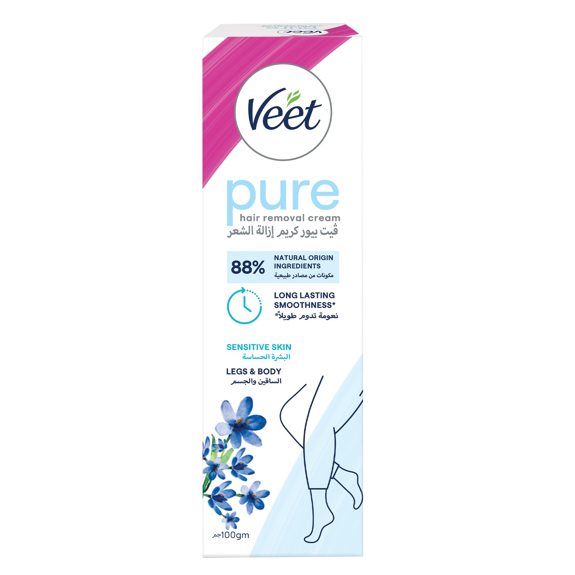 Silky Fresh Hair Removal Cream, Soothing Aloe Vera & Violet Blossom Scent, 100g