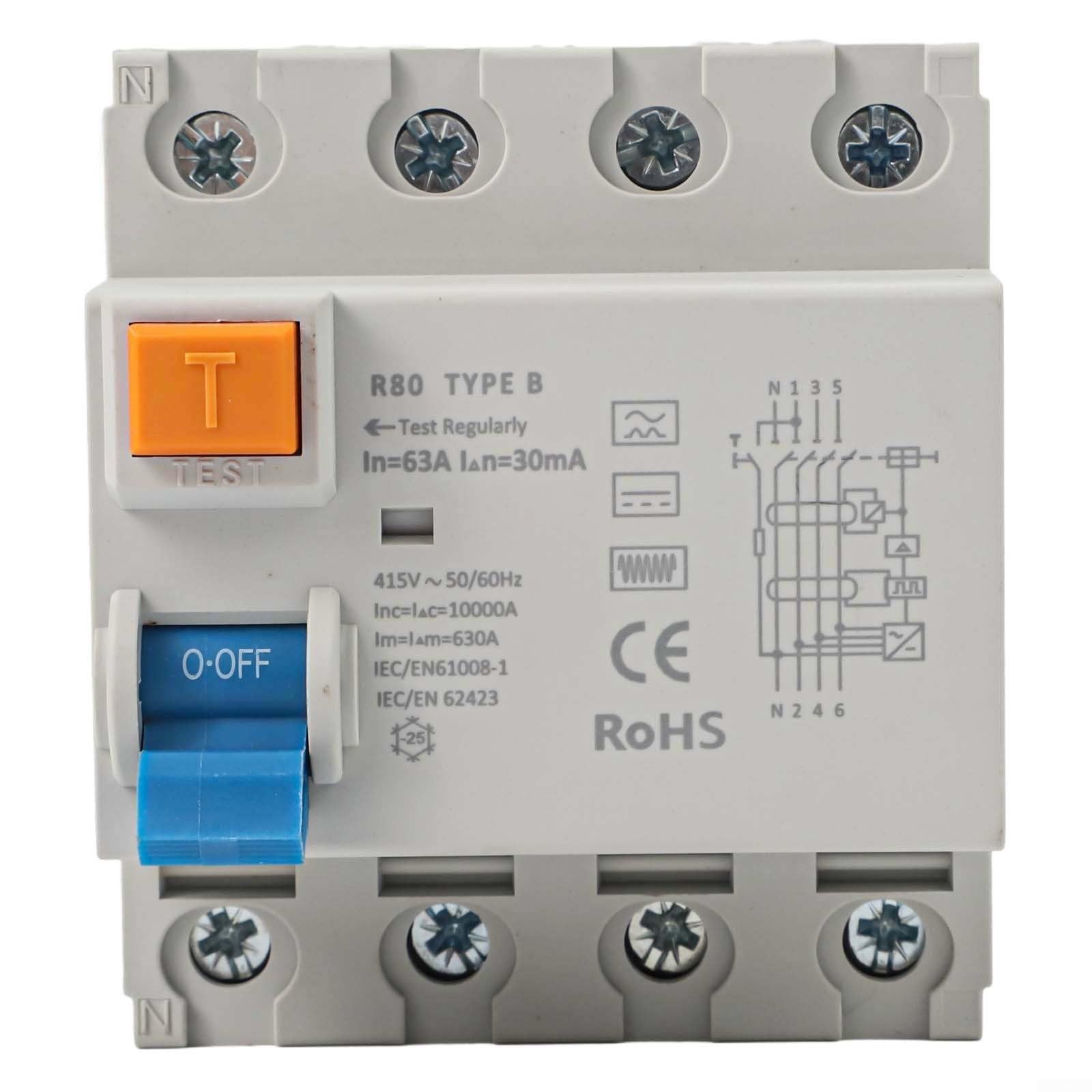 Disyuntor Corriente Residual 63A 30mA Material ABS