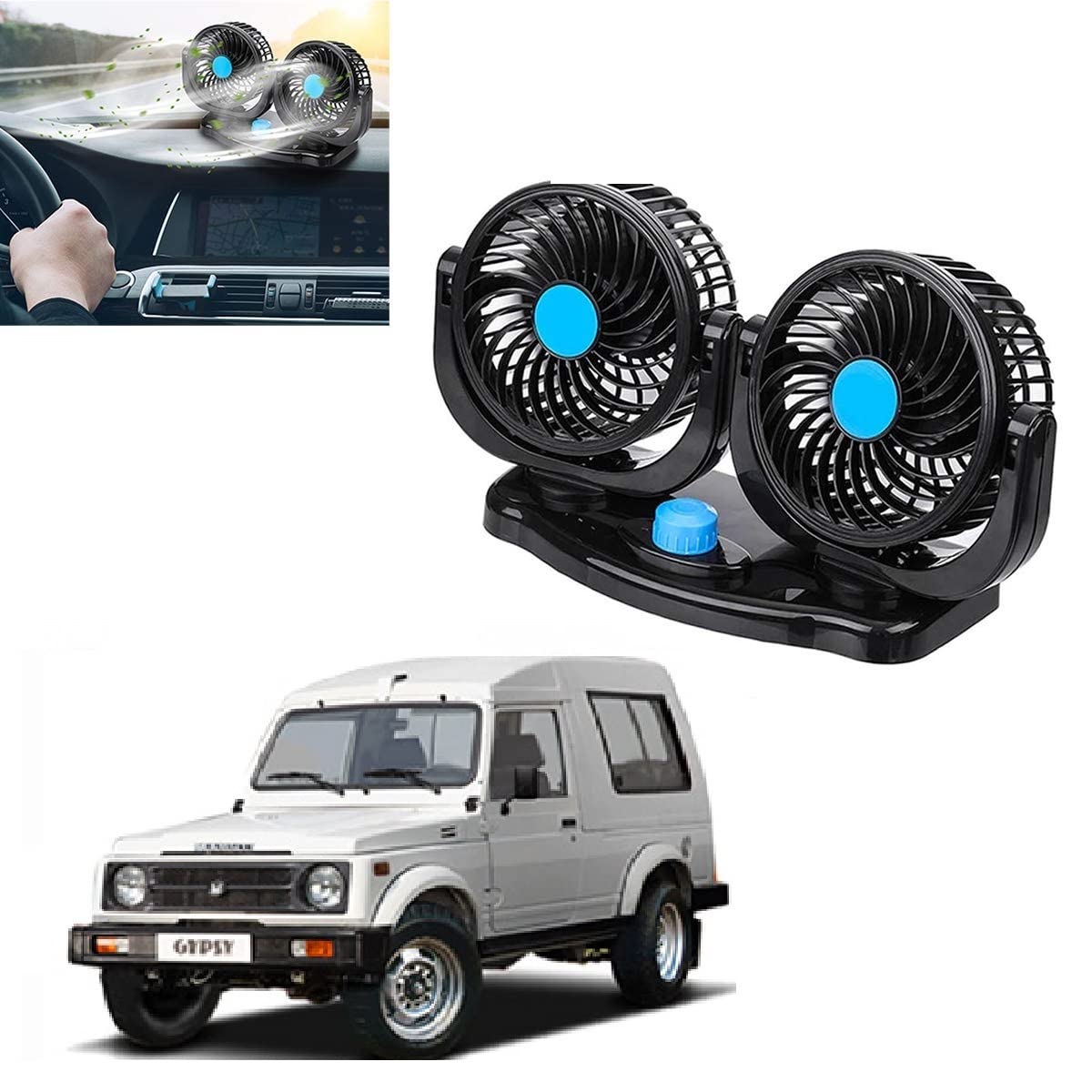 AutoMoto Car Fan 12Volt 360 Degree Rotatable Powerful Quiet Strong 2 Speed Rotatable Dual Head Car Dashboard Auto Cooling Air Fan For Maruti Suzuki Gypsy (B09N1WCLHH) Amazon Price History, Amazon Price Tracker