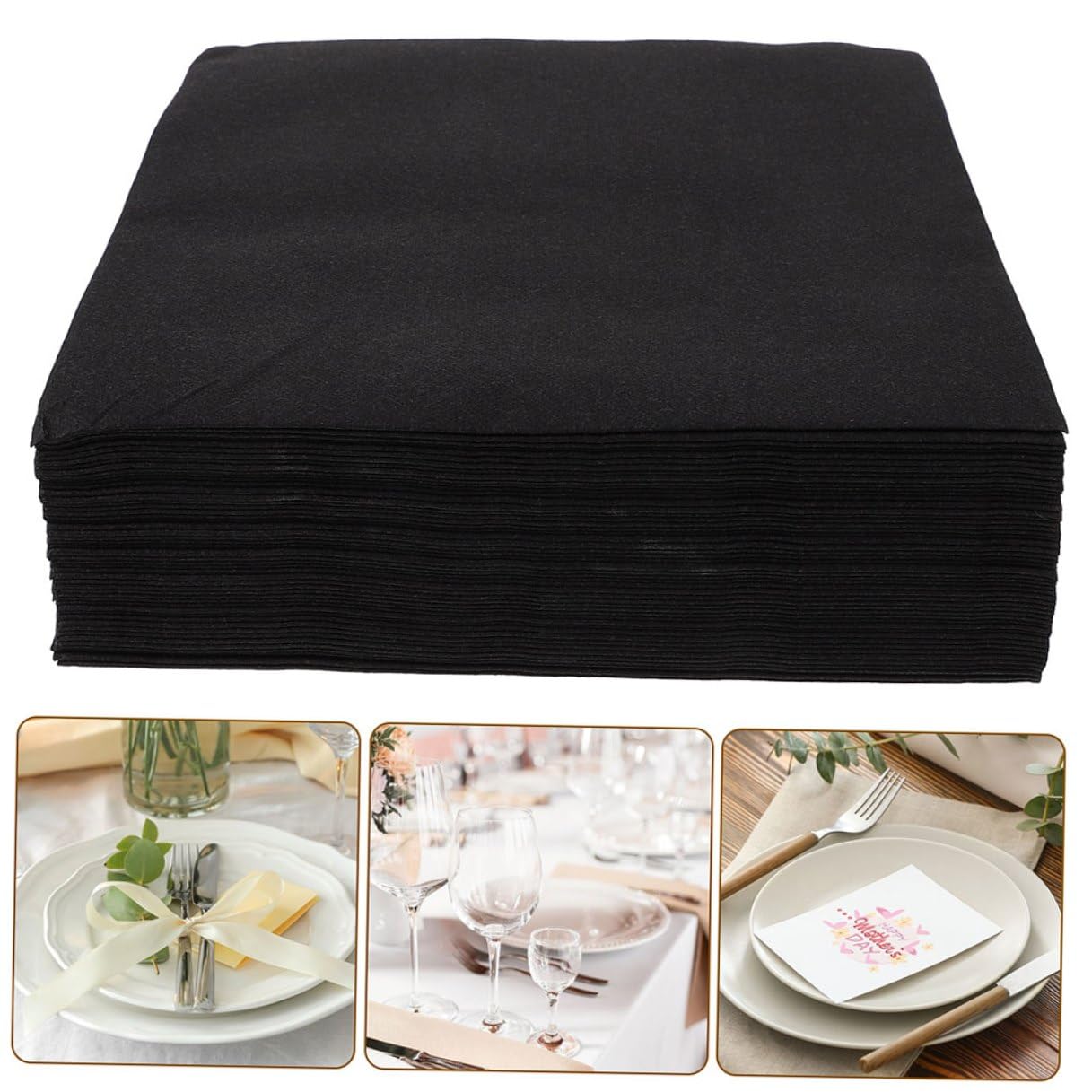 FOMIYES Servilletas de Papel Negro Desechables para Cena y Fiesta, Diseño Grueso y Absorbente, Paquete de 100 Unidades para Entretenimiento Diario