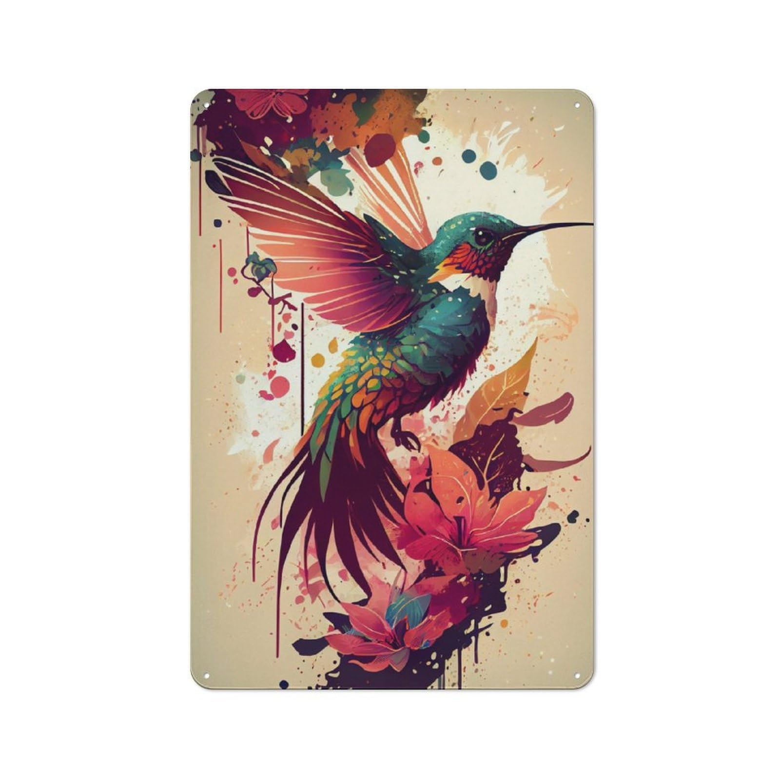 Junmoney Hummingbird Birds Metal Wall Sign 30X20cm Featuring For Living Room Wall, A Decorative Gift For A Newly Furnished Living Room