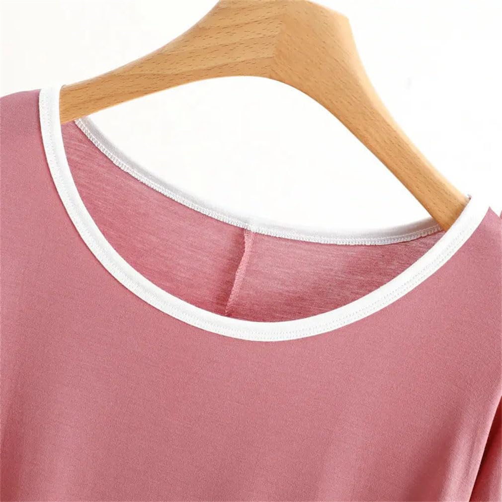 Damski bawełniany komplet piżamowy, letni, luźny krój, krótki rękaw, bluzka i spodnie, dwuczęściowy, swobodny strój domowy, rozmiar plus (1 XL)