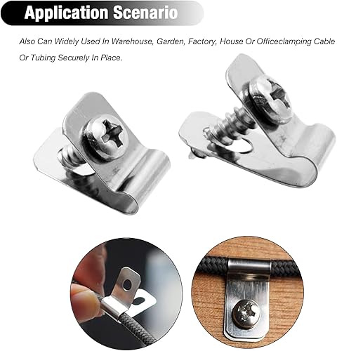 Miniatura 7 de 100 clips para valla de alambre con tornillos, clips de montaje de valla de acero inoxidable, clips de panel de ganado de 0.126 in de diámetro,