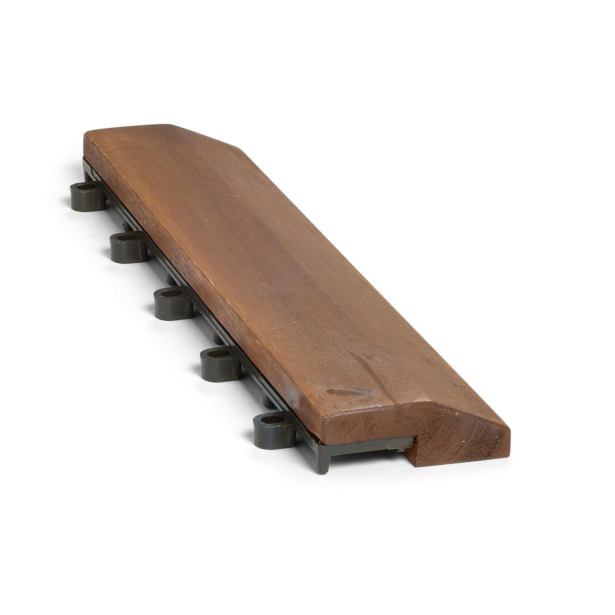 8x EDGING PIECES Wooden Interlocking ACACIA HARDWOOD Decking Tiles. Patio, Garden, Balcony, Hot Tub. 30cm Square Deck Tile