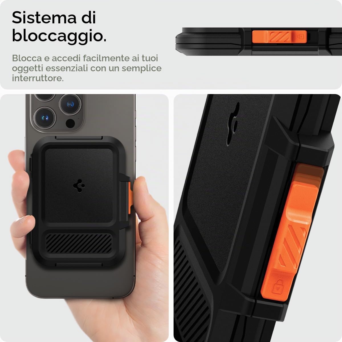 Spigen Lock Fit MagFit Portafoglio (5 carte) MagSafe Wallet Magnetico Portacarte Compatibile con iPhone 17/16/15/14/13/12 Modelle, Accessori MagSafe - Nero