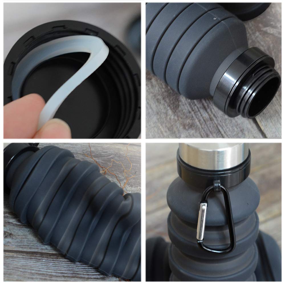 Lebensmittelqualität Silikon Faltbare Wasser Tasse BPA Frei Faltbare Wasser Tasse für Reisebüro Camping Wandern Tragbare Wasser Tasse, Black