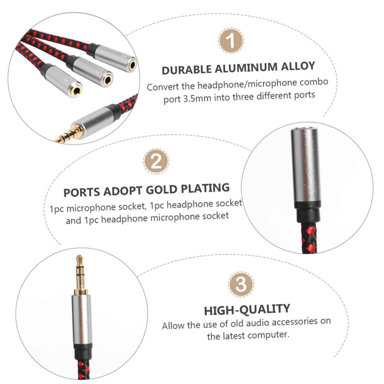 DOITOOL 3pezzi Splitter Audio y Per Cuffie e Altoparlanti Adattatore Audio Per Dispositivi Design Per Computer Tablet e Smartphone