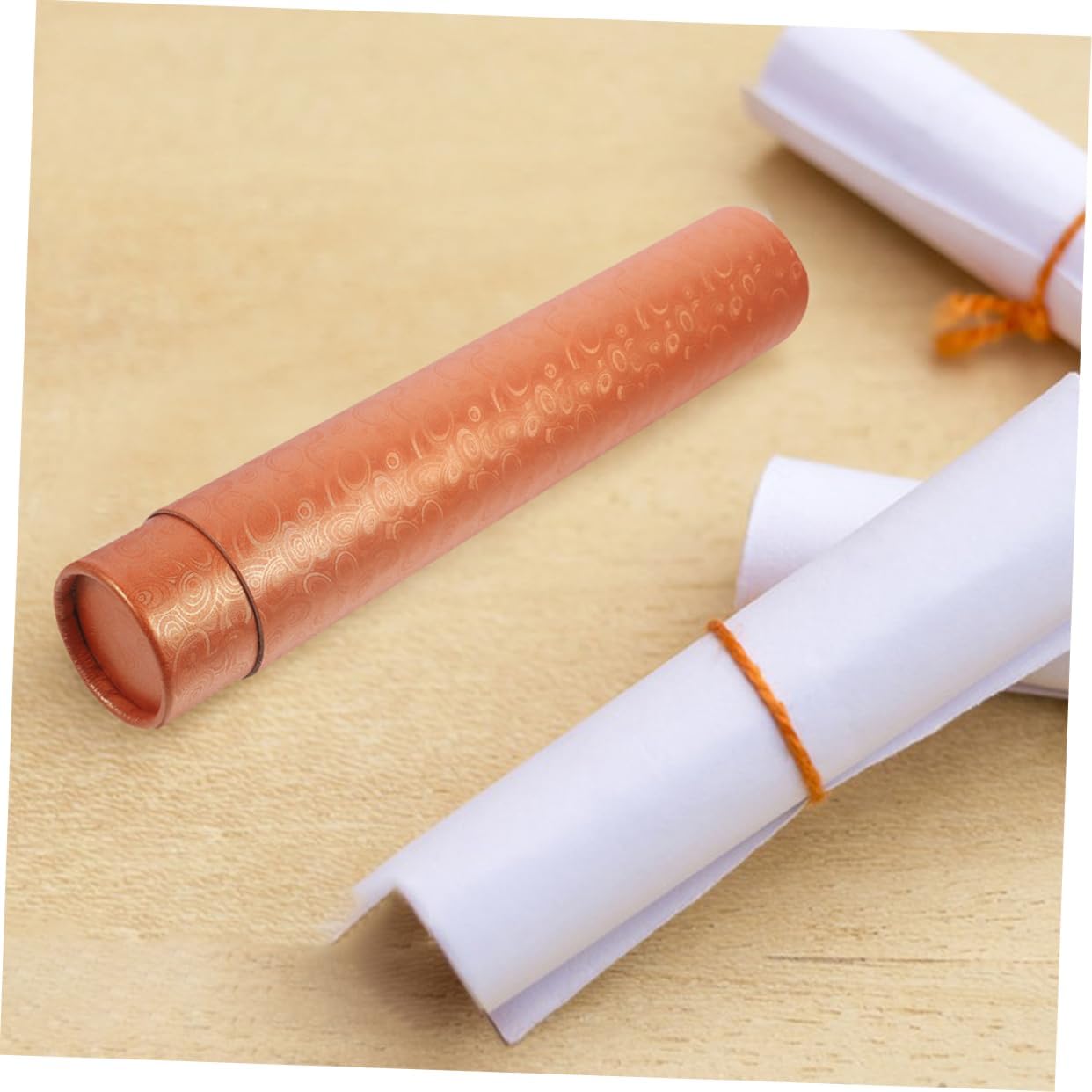 KALLORY 2pcs Orange round Storage Tube for Artwork and Drafting Papers