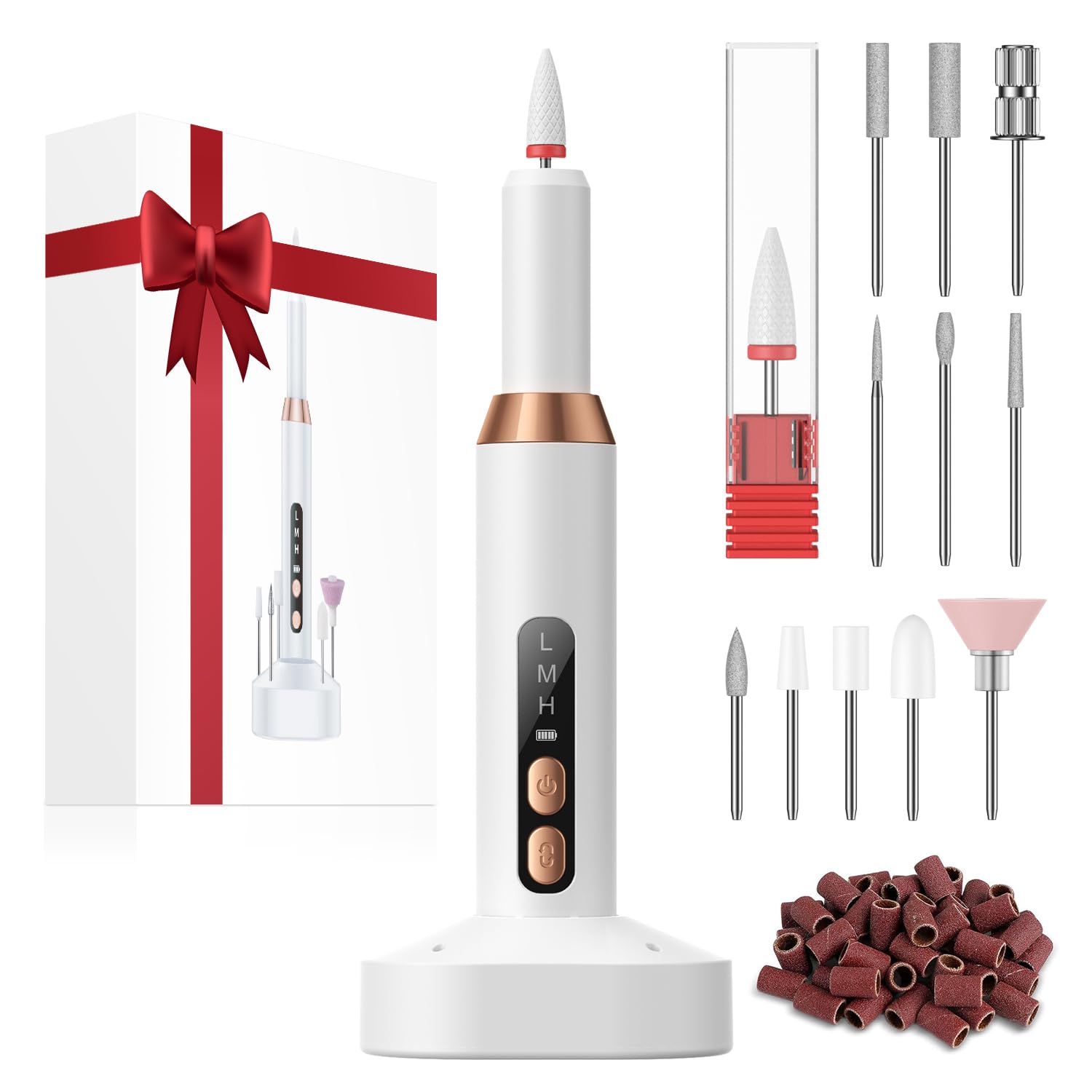 Ponceuse pour Ongles Professionnel -12 embouts professionnels et 36