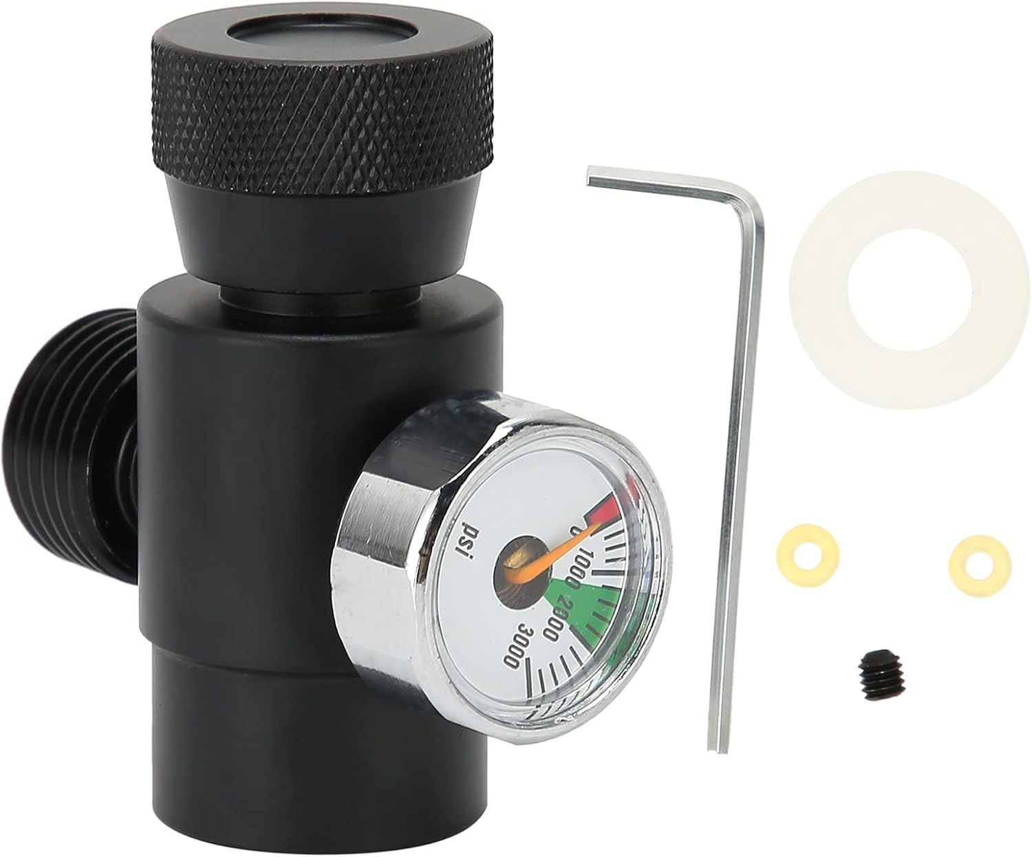 Soda Valve Adapter,Big Bore Connector Pressure Gauge Refill Station 3000psi 4 ASA Kit Tr21 with CO2 CGA320 Black
