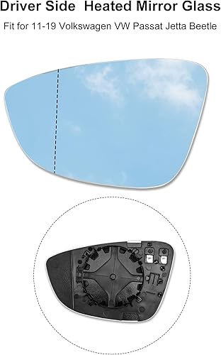 Miniatura 2 de Espejo calefactable para el lado del conductor con placa de respaldo de repuesto 561857521A apto para Volkswagen CC Eos Passat 2009-2016 Espejo