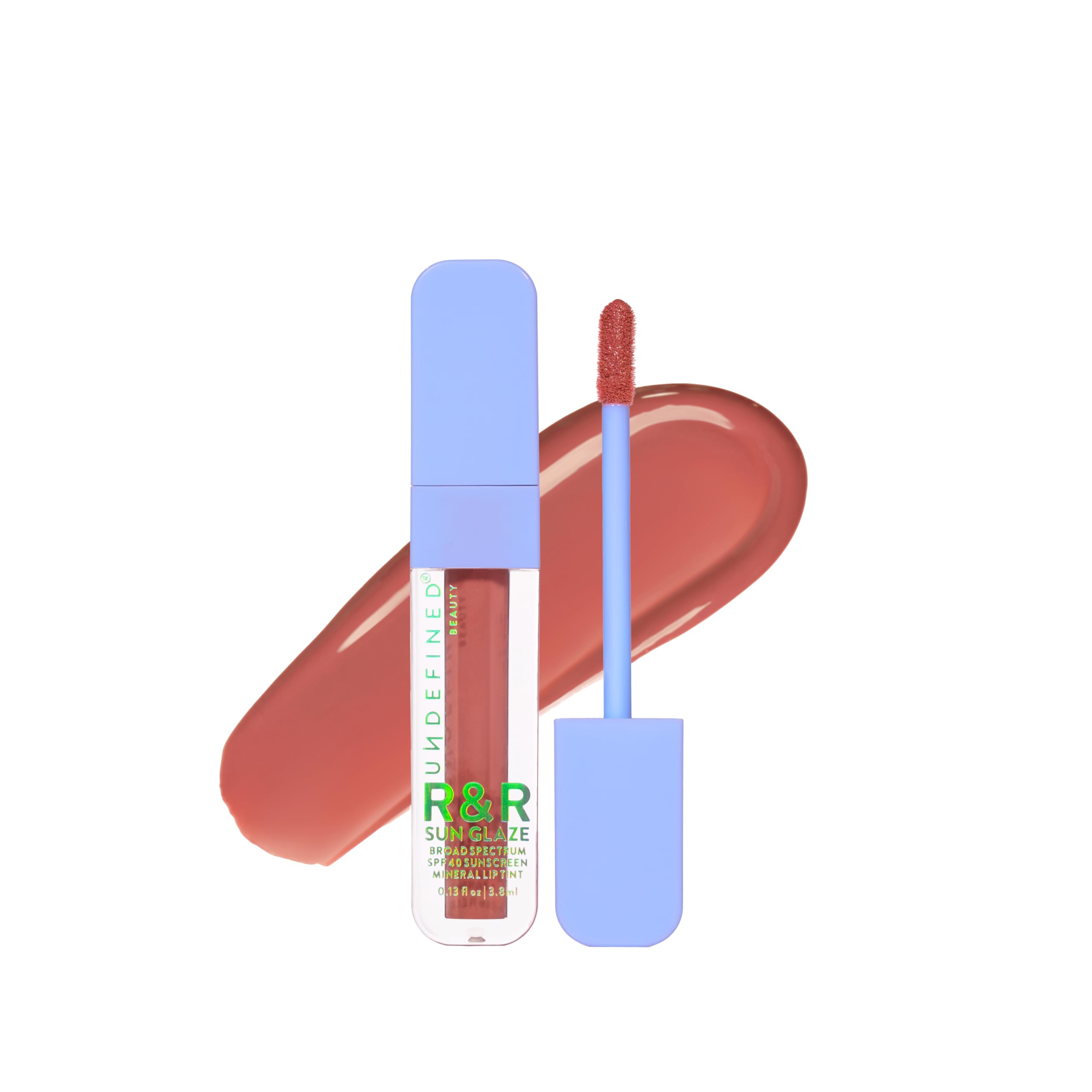Undefined R&R Sun Glaze SPF 40 – Mineral Lip Oil Tint Sunscreen with Ceramides + Peptides, Nourishing, Non-Sticky Lipgloss (Nude)