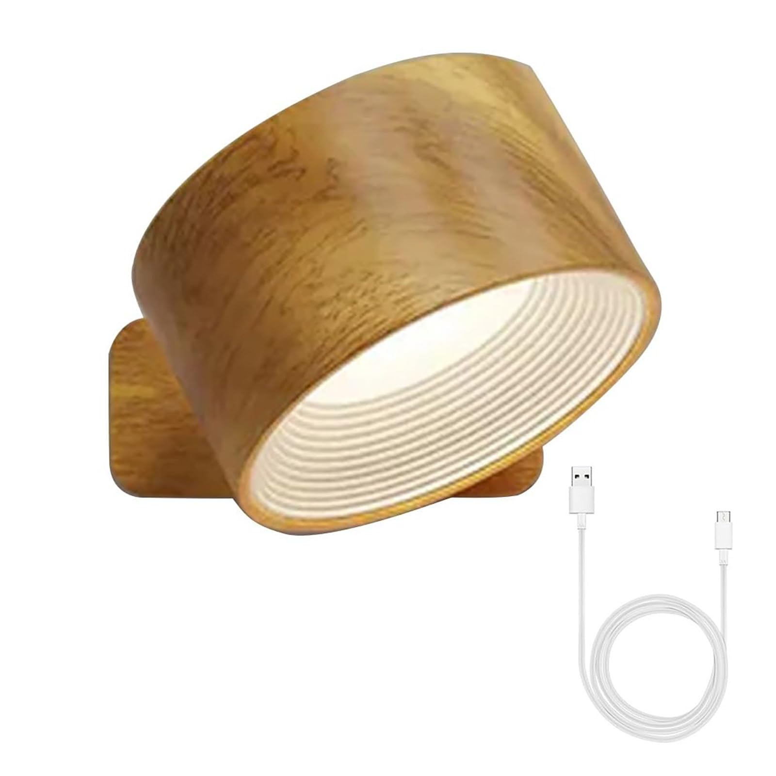 WANWEN Lights of Sweden Wall Lights, Rechargeable Wall Mounted Sconces, Led Wall Sconce, Wall Mounted Lamp with 2000 mah Battery, for Bedroom, Bathroom, Living Room, Kitchen (1*Wooden)