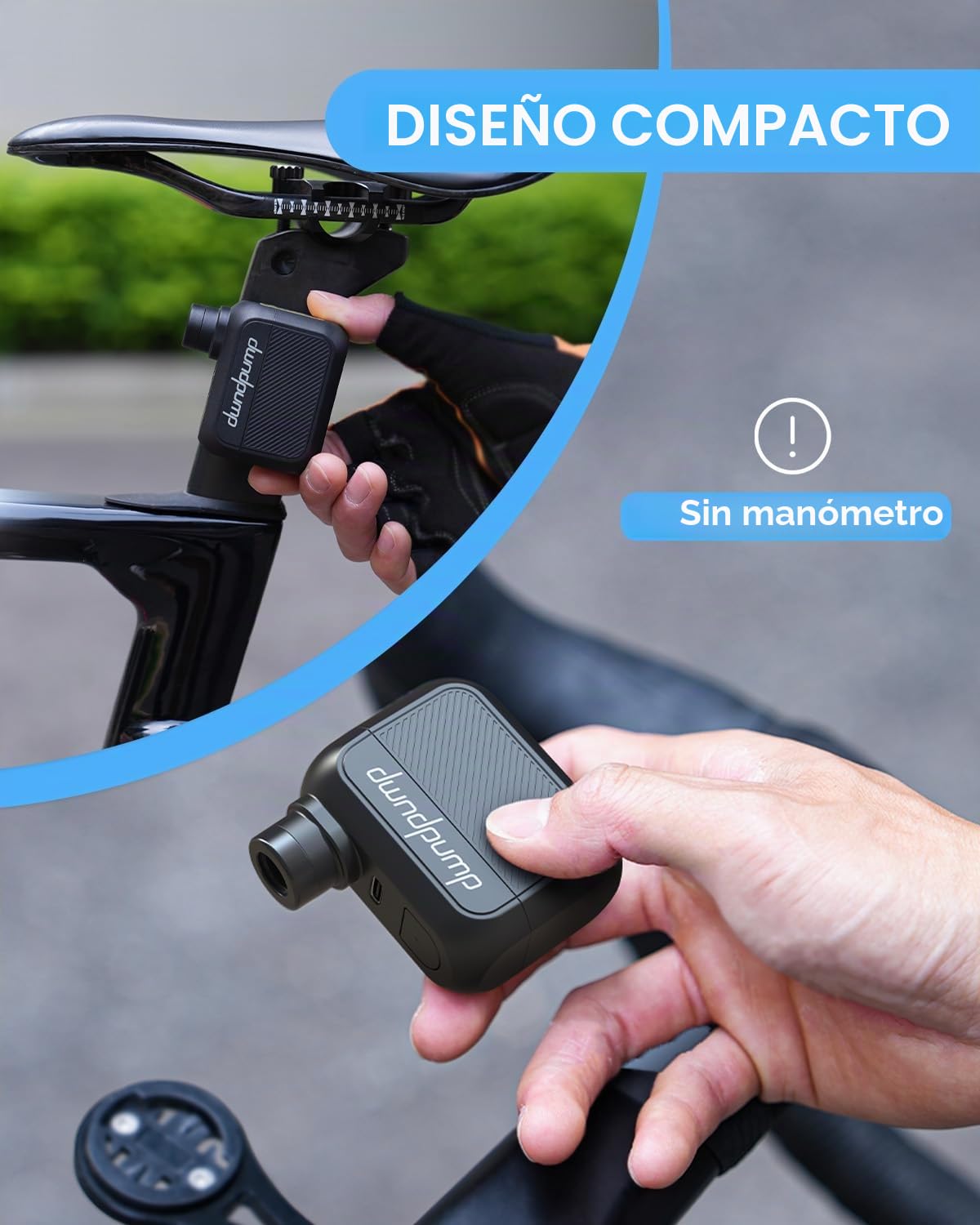 dwndpump Bomba de Aire Bicicleta, Mini Bomba de Aire Bicicleta, 100 PSI Ultra Mini Bomba de Bicicleta Portátil para Válvulas Presta & Schrader(Sin manómetro)