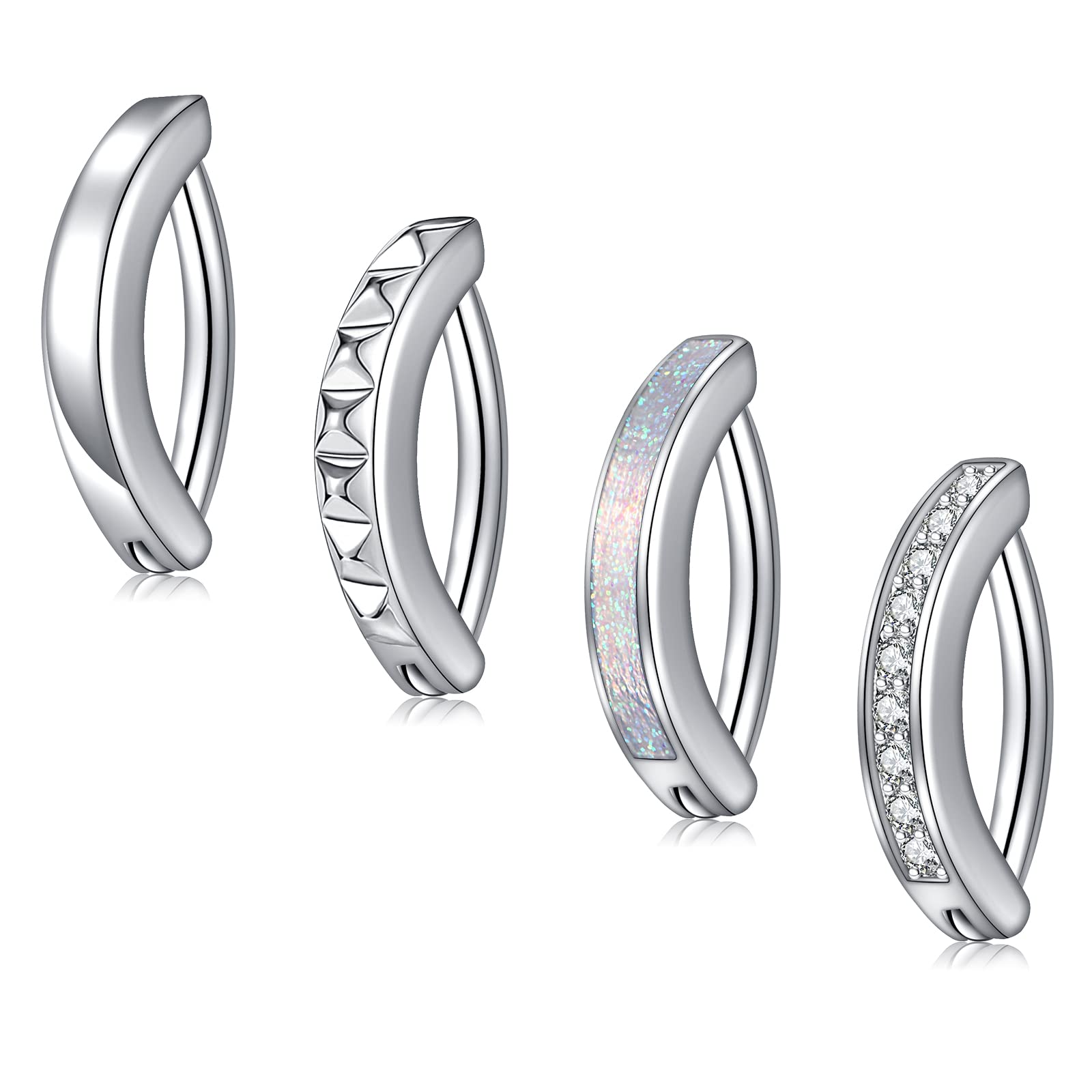 MODRSASilver Gold Belly Button Ring for Women Clicker Hoop Belly Rings Opal Navel Piercing Jewelry Dangle Hypoallergenic Surgical Steel Dainty Dangling Navel Rings for Women