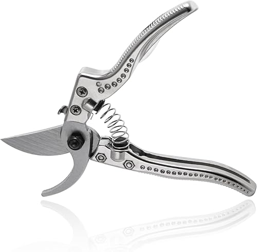 Goture 1 paquete de tijeras de podar de derivación profesional de 7.9 pulgadas con hoja de acero SK-5 para cortes suaves y limpios, podadora manual