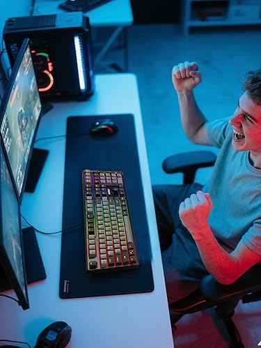 Miniatura 8 de NPET CR108 Teclado mecánico para juegos RGB de 108 teclas con interruptores rojos lineales intercambiables en caliente, 4 teclas rápidas