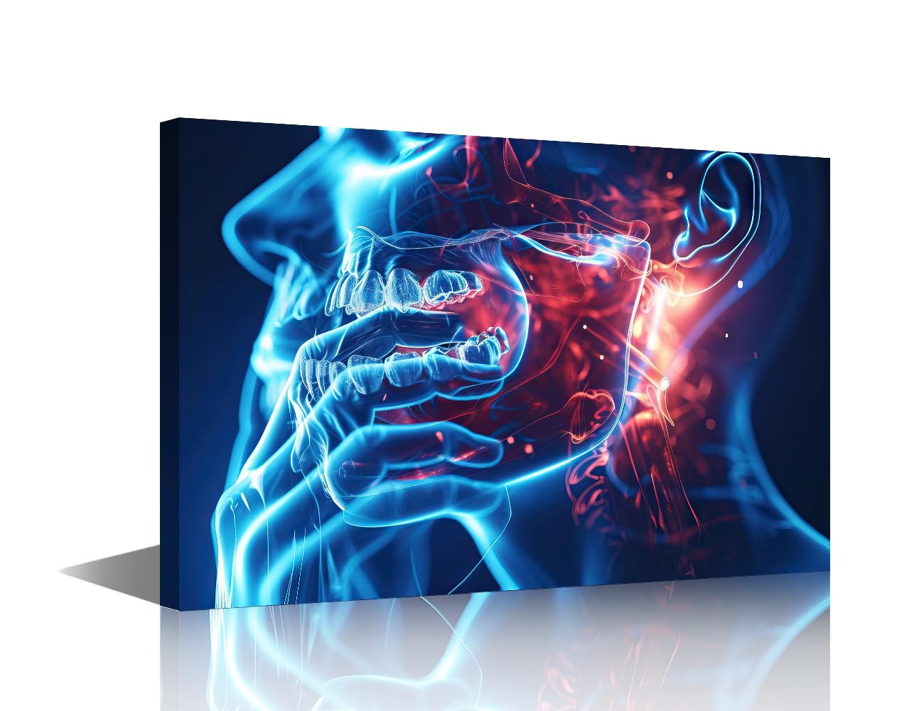 Toothache Canvas Art Person Holding Jaw in Pain Wall Art Dental Pain or Toothache Picture Prints on Canvas Framed Canvas Art for Hospital Wall Decoration 12"Wx 18"H