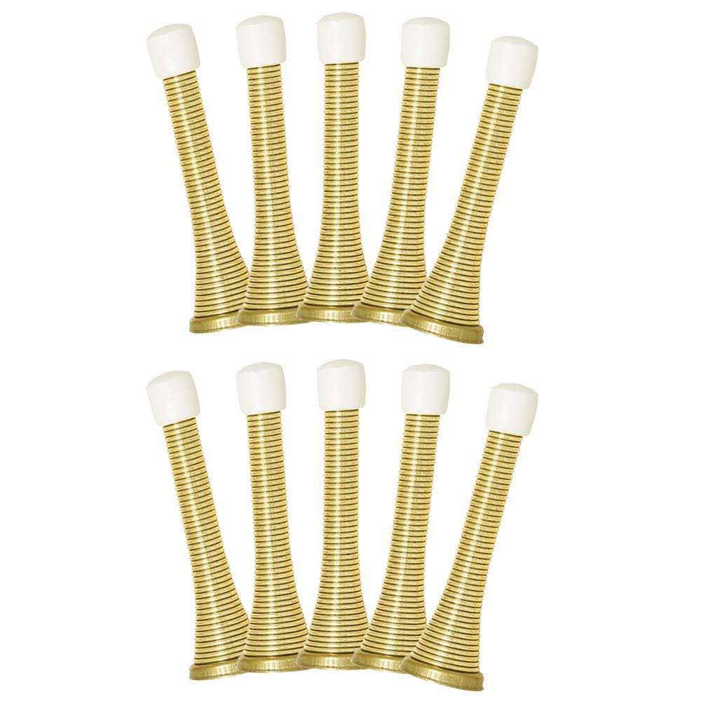 Design House 181693 Spring Door Stop, 10-Pack, Polished Brass