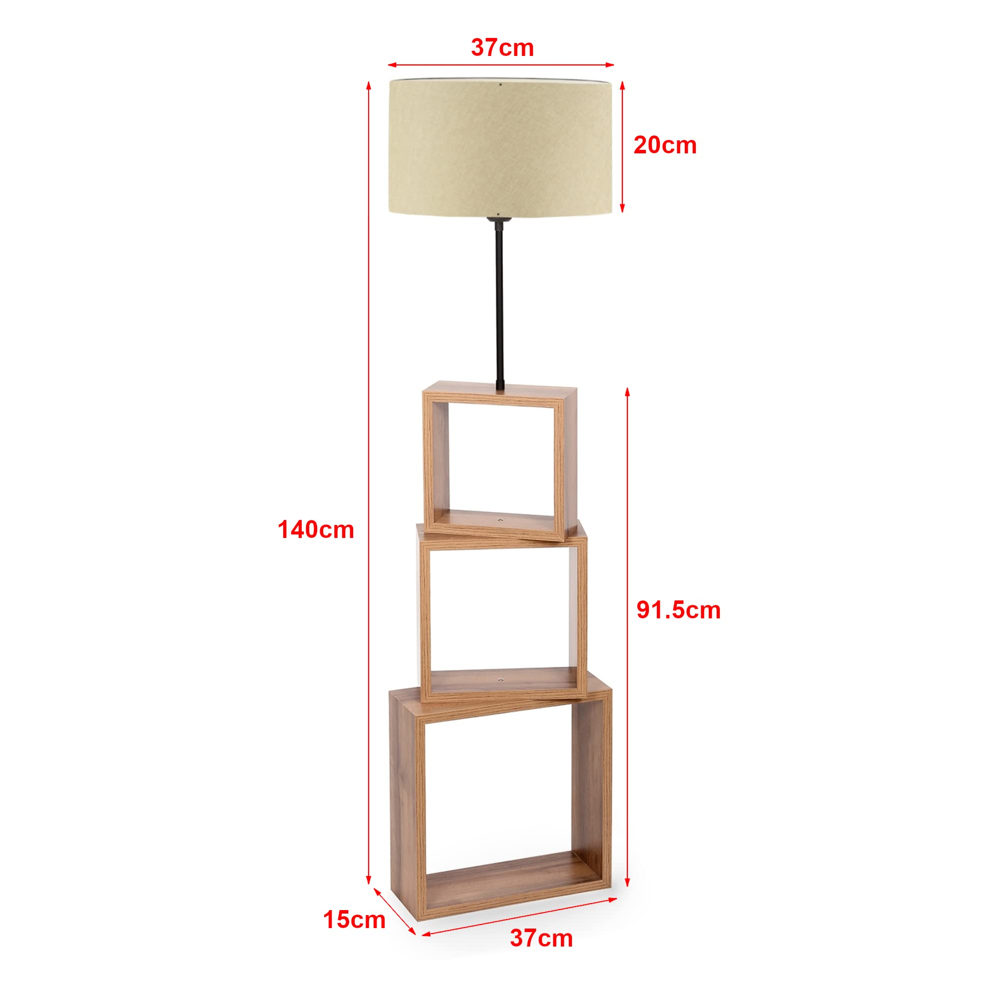 lux.pro Lampa stojąca Mansfield lampa stojąca 1 x E27 lampa podłogowa do salonu sypialni z 3 półkami kremowa
