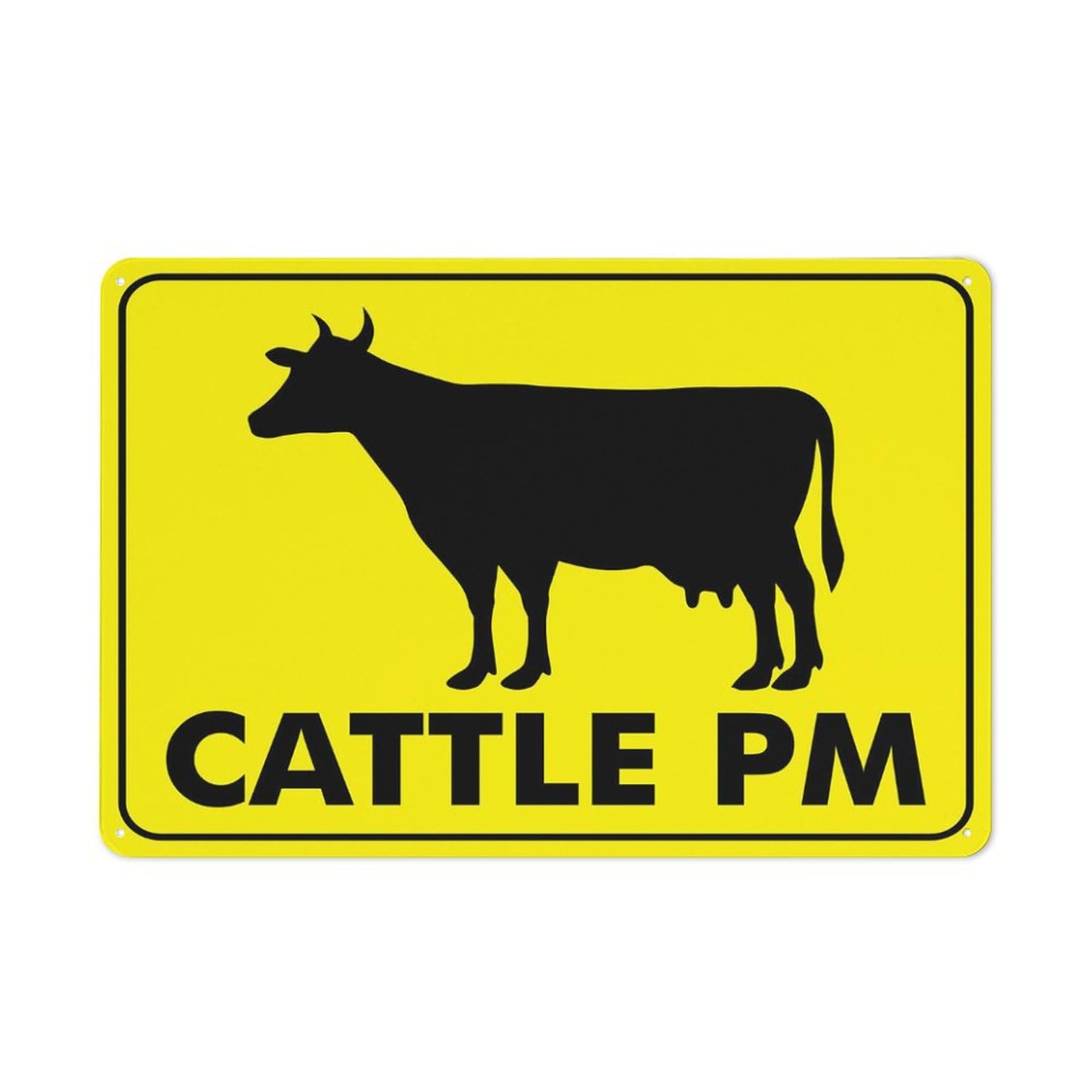 Cattle PM Warning Tin Sign, 8x12 Inch Wall Decor for Home, Kitchen, Farm, Garden, Garage