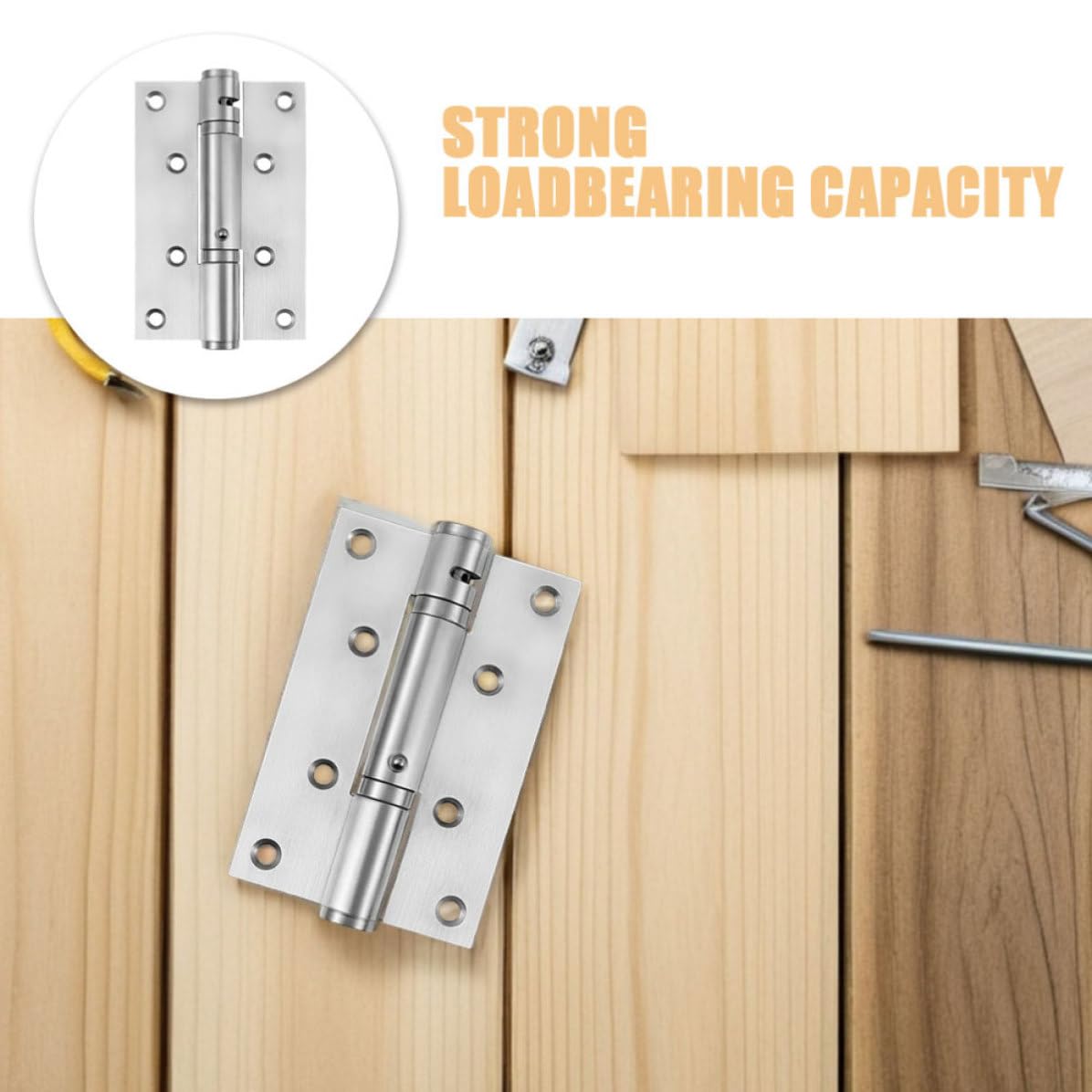 Healifty Bisagra de puerta automática oculta de acero inoxidable con resorte, 4 piezas con tornillos, para dormitorio y estudio, función de cierre silencioso