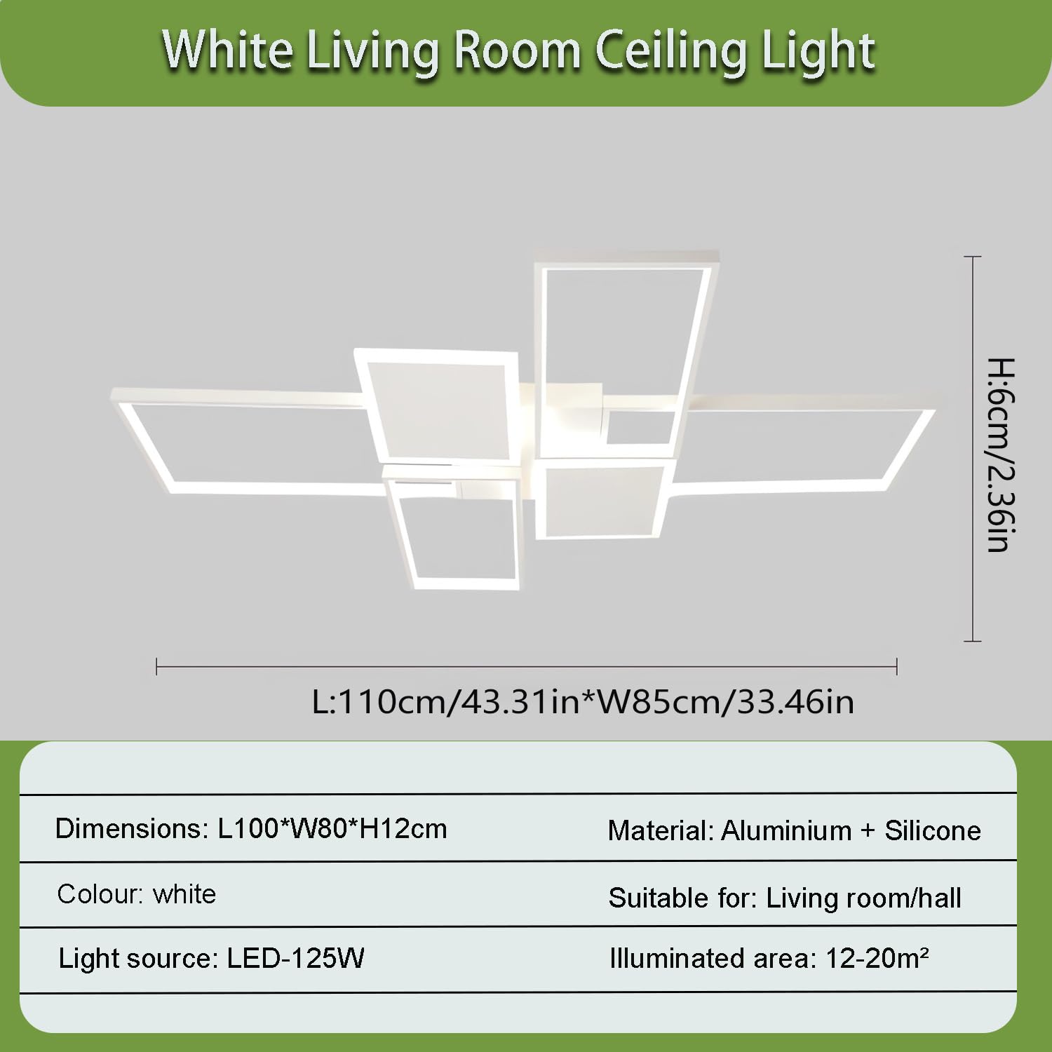 Oświetlenie sufitowe LED 125w Nowoczesna lampa sufitowa 3000k-6000k Ściemnialna lampa sufitowa Kwadratowa oprawa podtynkowa z pilotem Oświetlenie wewnętrzne do salonu Sypialnia Kuchnia