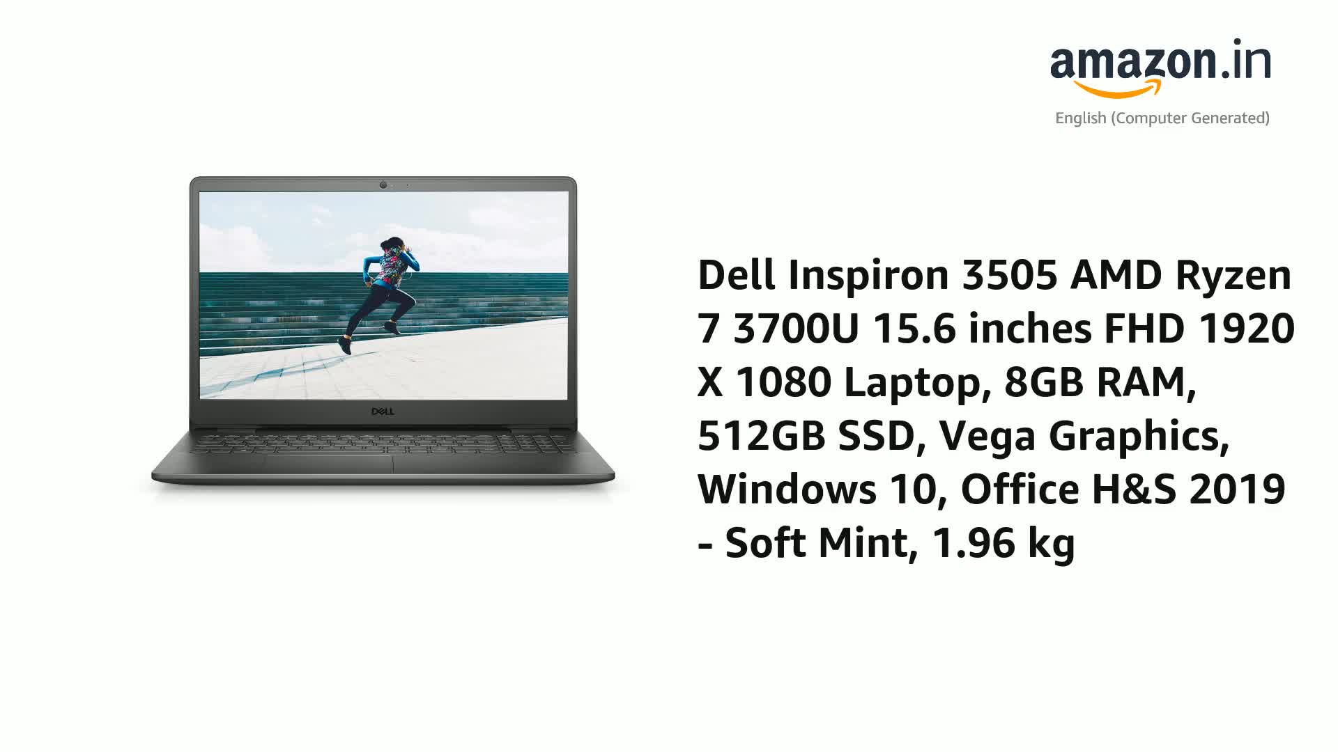 Dell Inspiron 3505 AMD Ryzen 7 3700U 15.6 inches FHD 1920 X 1080 
