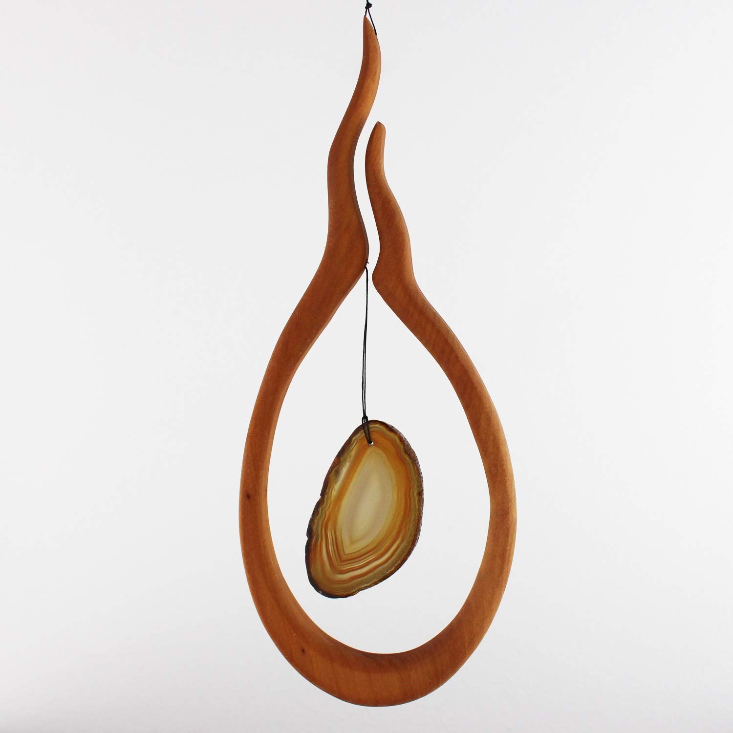 Decorazione per finestra in legno fuoco con agata blu, decorazione per finestra con pietra curativa blu, decorazione per finestra fatta a mano