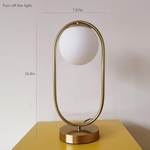 Miniatura 6 de Lámpara de mesa dorada moderna de mediados de siglo, pantalla de cristal blanco, lámpara de mesa pequeña para mesita de noche, dormitorio, sala de