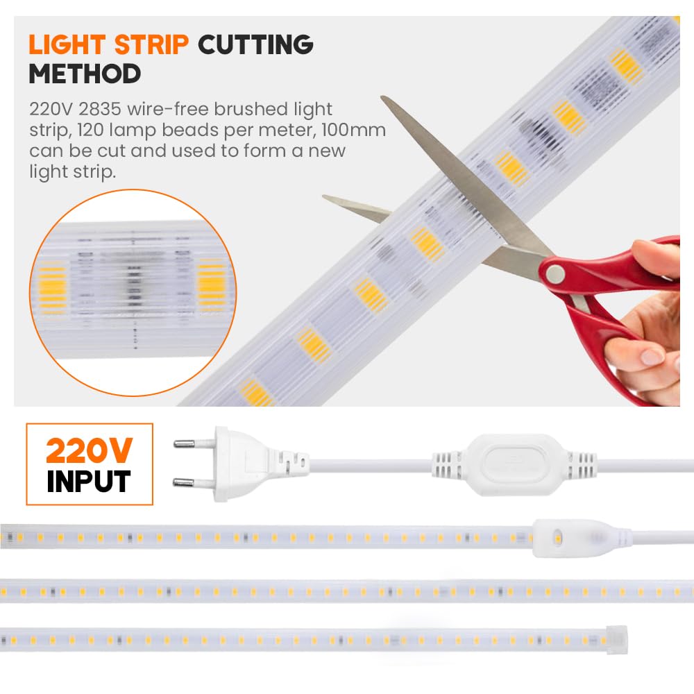 20 Meter LED Streifen Warmweiß, 2835 SMD 120LEDs/m Superhell CRI≥90 IP65 Wasserdicht Flexibler Kein Bleidraht LED Band Lichtband für Küche Schlafzimmer Schrank Innendekoration, Beleuchtung