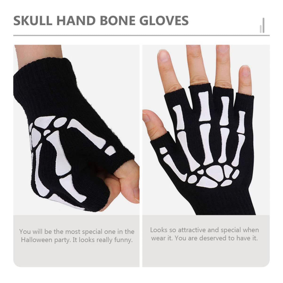 CALLARON Guantes calaveras luminosos guantes negros sin dedos guantes de decoración de halloween fato halloween guantillas guante de ciclismo con estilo guantes luminosos de fiesta