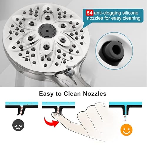Jdo AM5H501CP 6-Setting Shower Head With Handheld, Jdo High Pressure Hand Held Shower Head, 4.7 Inch Chrome Detachable Showerhead Set With 59 Inch Stainless Steel Hose And Adjustable Showerhead Holder thumb #5