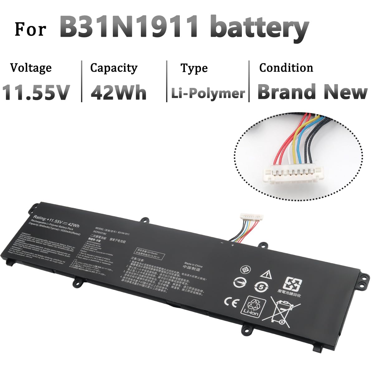 B31N1911 C31N1911 Laptop Batterie pour TM420 TM420I TM420IA TM420U TM420UA S413 S413DA S413JA K413 K413EA D413D M413 M413D TM420 TP420 TP470 TP470EA TP470EZ X413 X413F X413FA