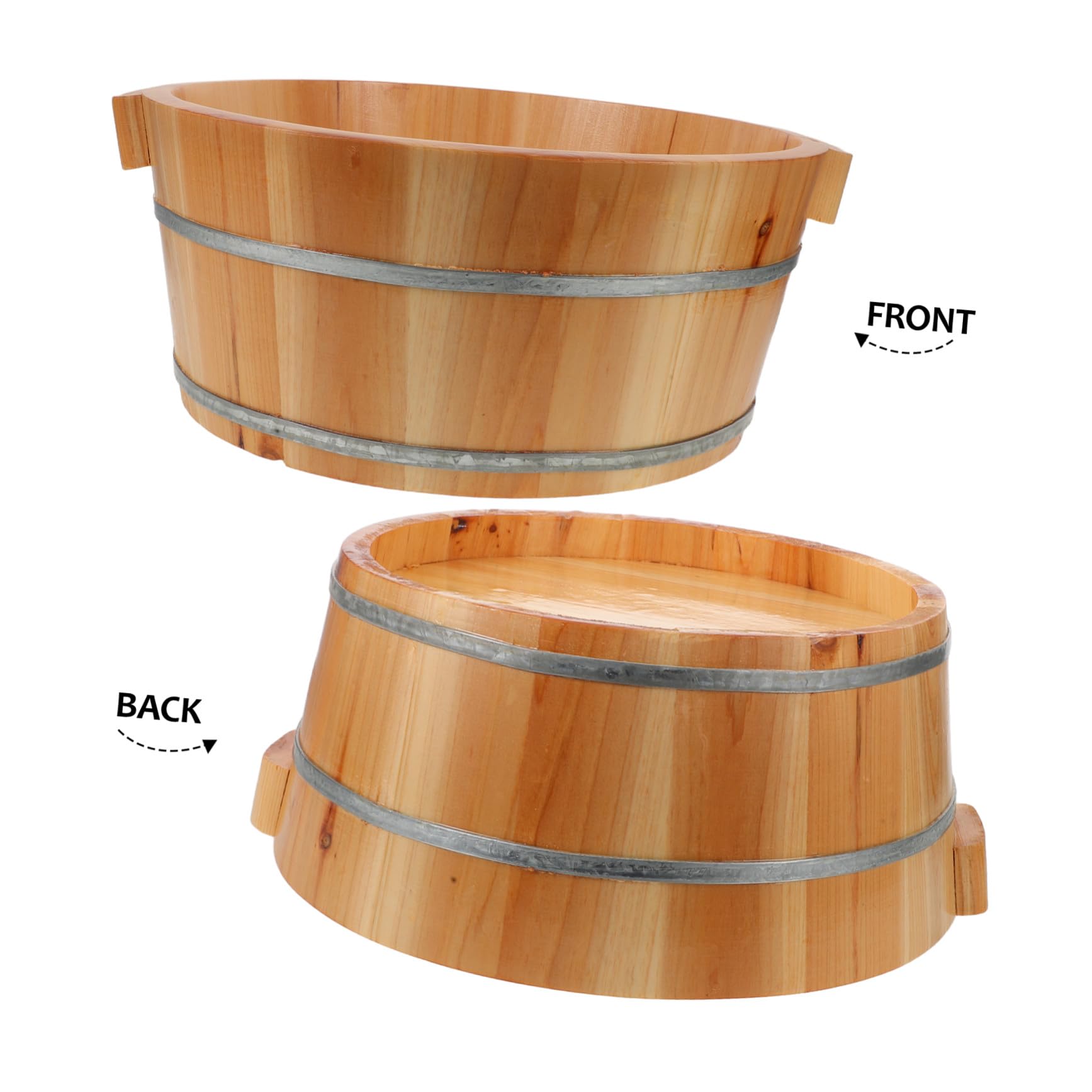 Bain de Pied en Bois Marron Seau à Pieds Finition Lisse Artisanale pour Pédicure et Massage pour Sauna et Voyage