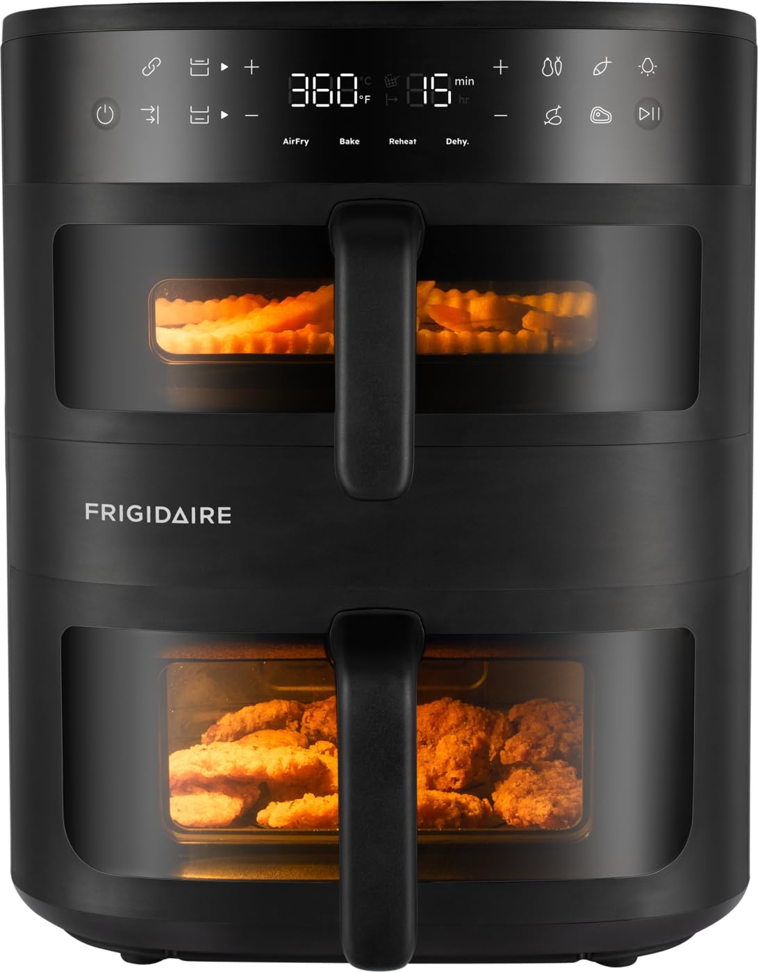DualZone 4-in-1 Stacked Air Fryer - 11.6qt Capacity, with Sync Cook and Sync Finish - 4 Pre-Programmed Air Fry Settings, Black
