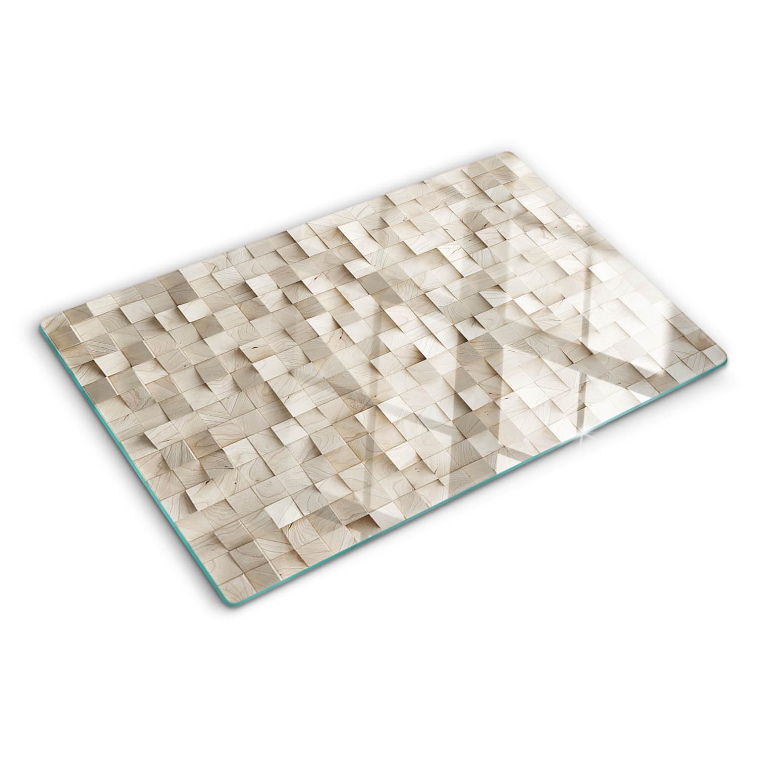 Tagliere in Vetro Temperato 80x52 cm Durevole e Igienico Resistente al Calore da Cucina Antigraffio Rettangolare Facile da Pulire con Stampe con Piedini Antiscivolo - Legna