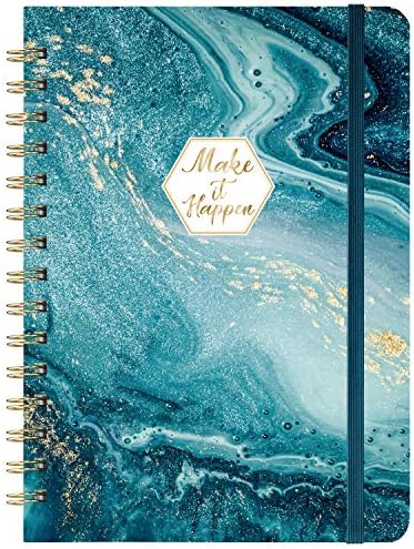 Spiral Journal/Notebook - Lined Journal with Hardcover and Premium Thick Paper, 8.5" x 6.5", College Ruled Spiral Notebook/Journal, Strong Twin-Wire Binding, Back Pocket, Blue Pattern