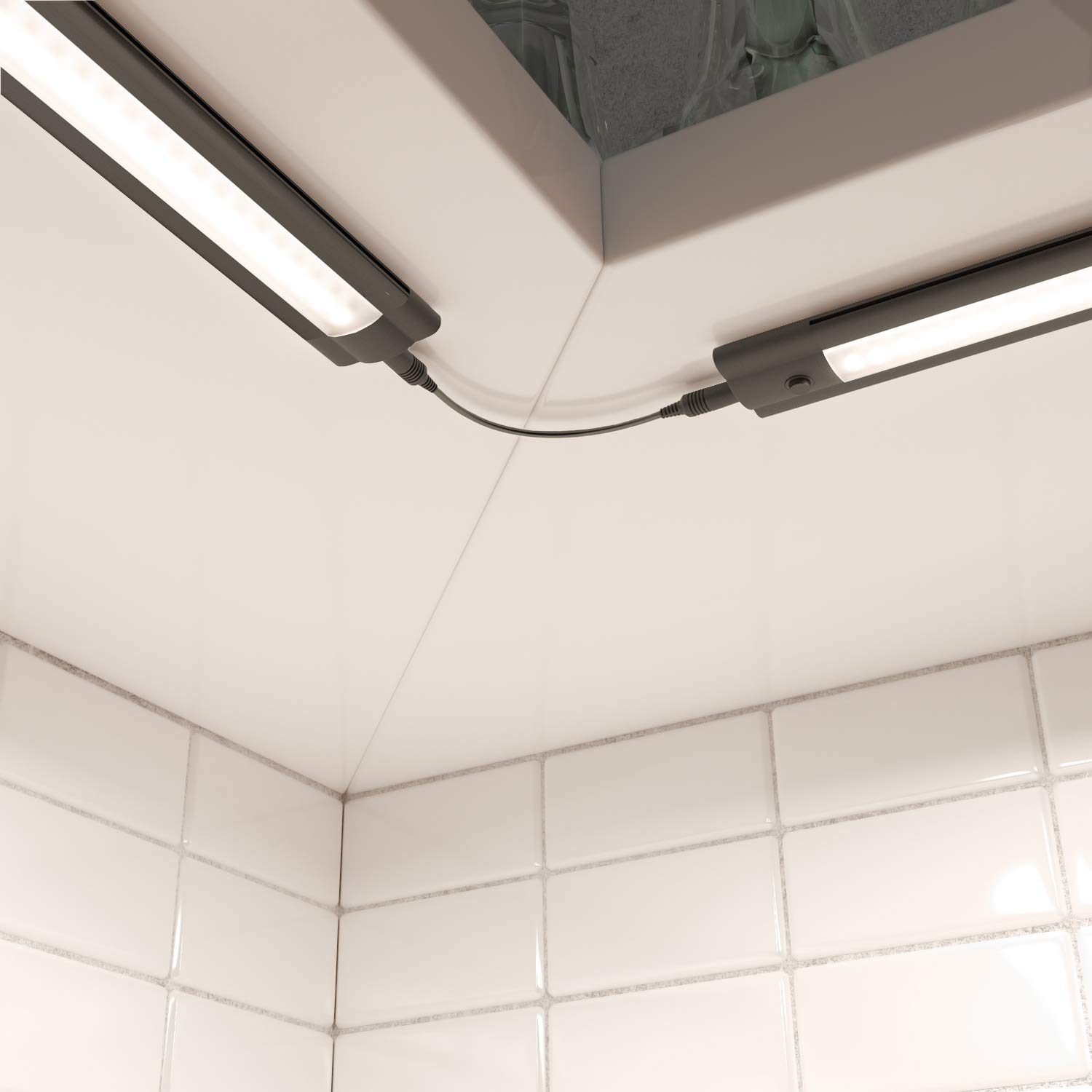 ledscom.de 2er Set LED Unterbau-Leuchte SIRIS schwarz matt, mit Bewegungsmelder, flach, je 90cm, je 963lm, warmweiß