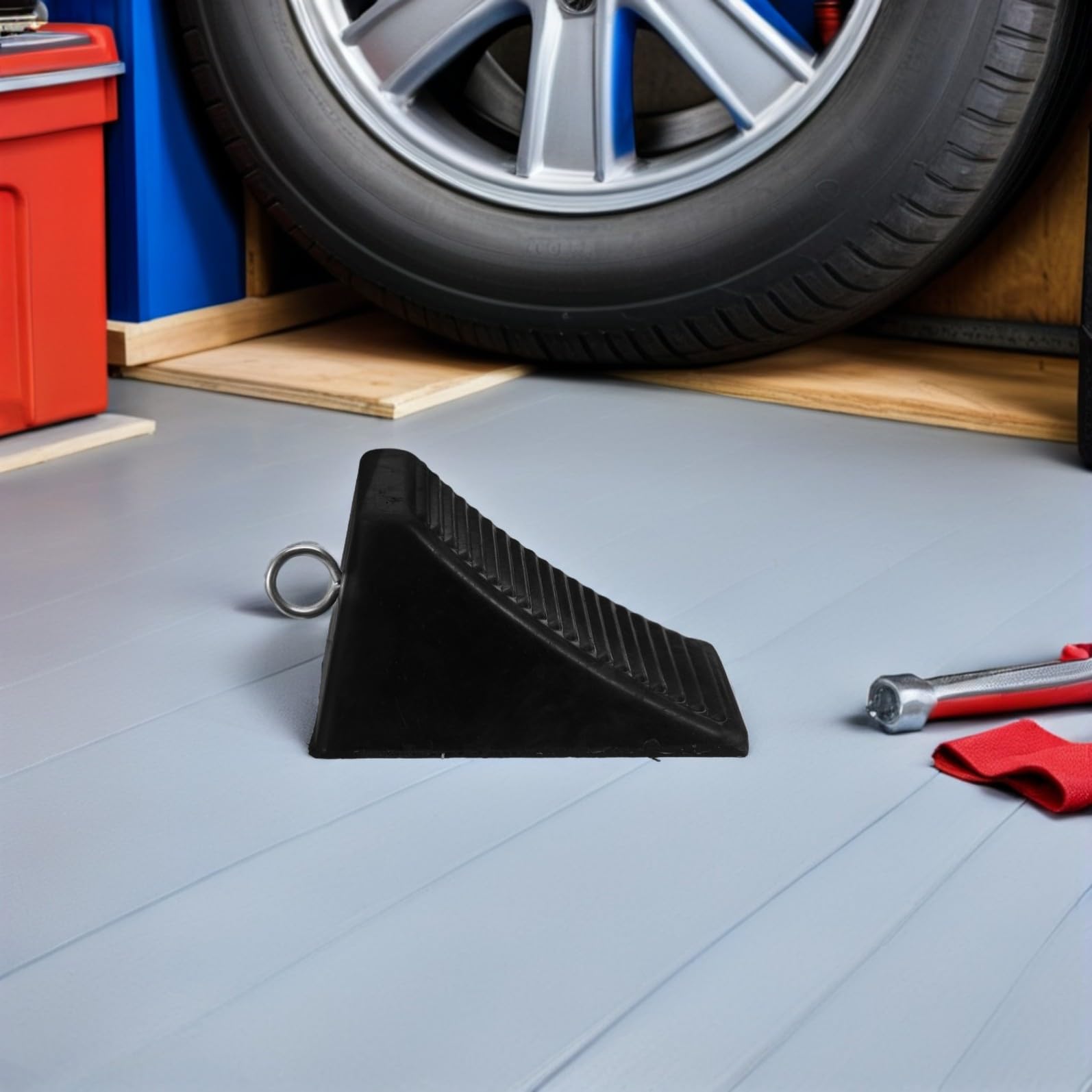 2stücke Gummireifenkeile für Garage Auto Parkstopper mit Antirutschmatte Radstopper für Anhänger und Fahrzeuge Gummiparkblock für Sicheres Parken
