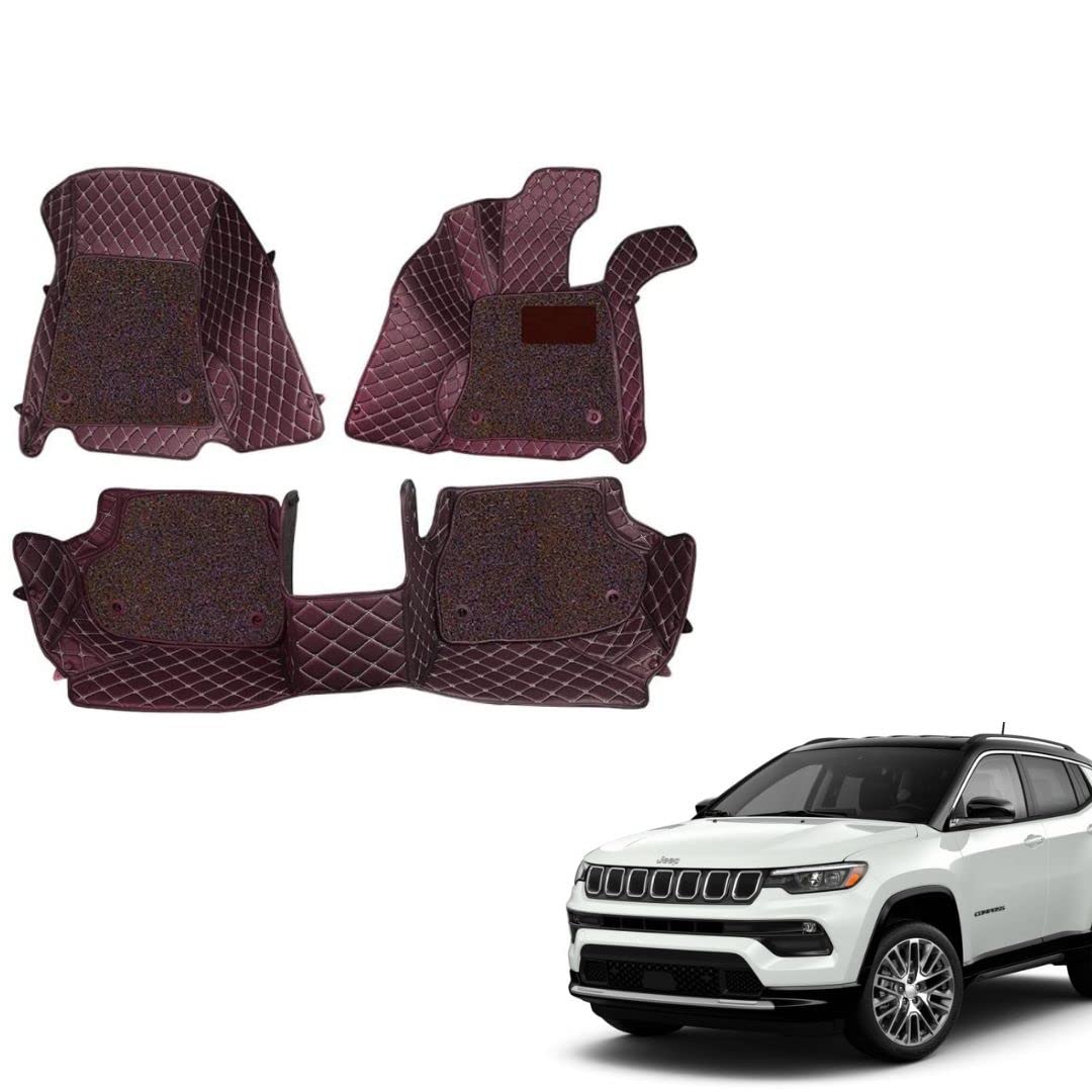 Auto Prider 7D Luxury Custom Fitted Car Mats for Jeep Compass - Coffee