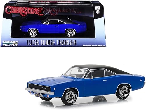 1968 Dodge Charger (Dennis Guilder's) Azul con tapa negra Christine (1983) Película 1/43 Modelo de coche fundido a troquel por Greenlight
