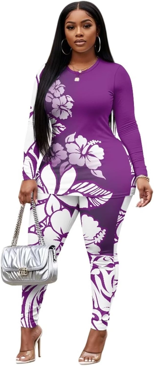 Polynesian Yoga Sets Stylish Running Apparel Jumpsuit for Women Two - Piece Romper Gym Outfits Fitness Wear