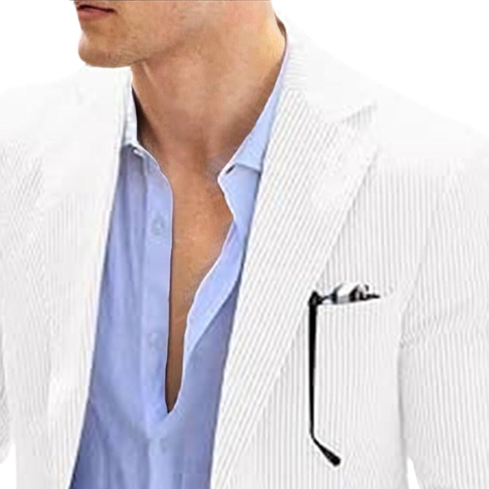 Completo da uomo in 2 pezzi Seersucker a righe Seersucker Slim Fit Set Blazer e pantaloni a righe per uomo
