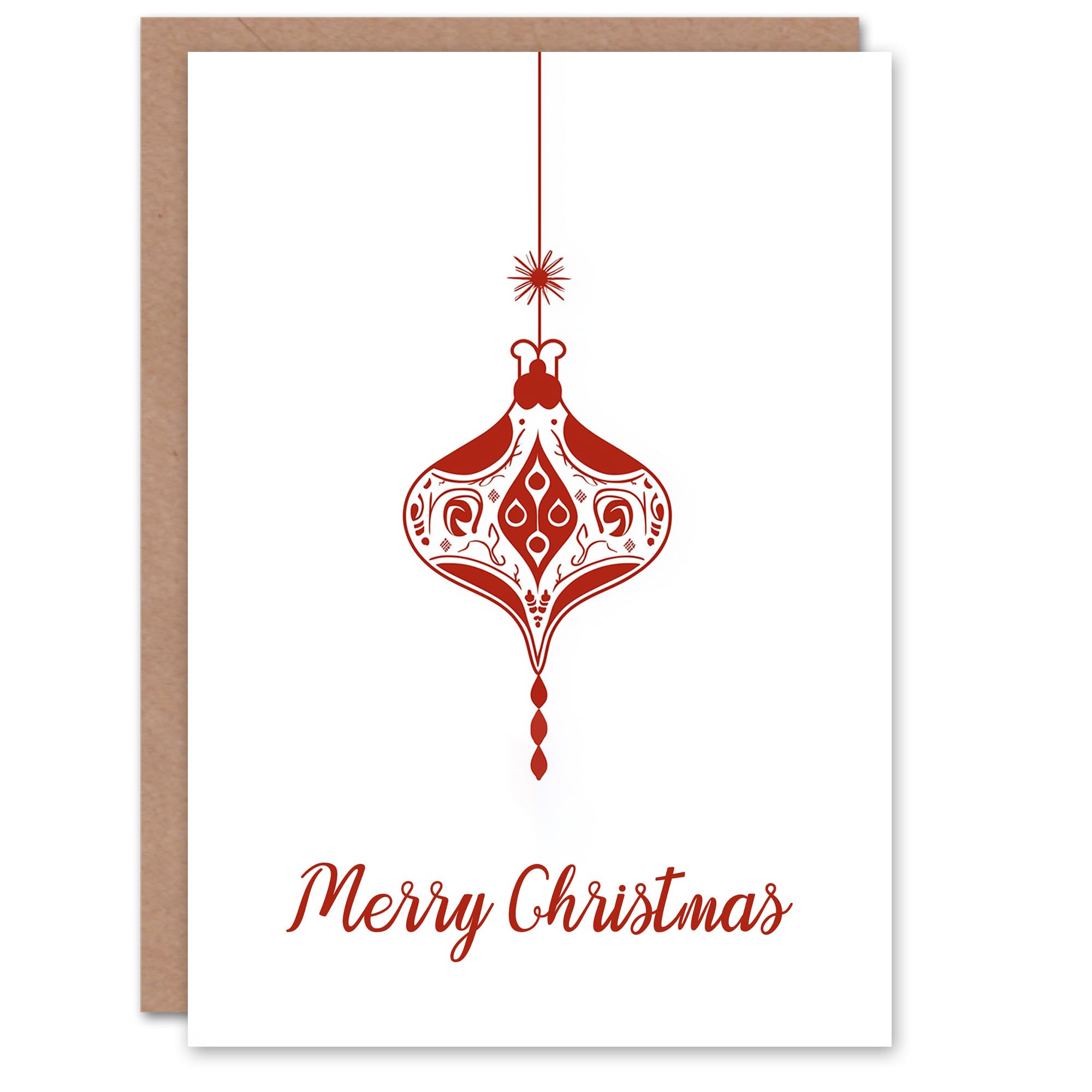 Artery8 Christmas Greeting Card - Red Finial Bauble Design