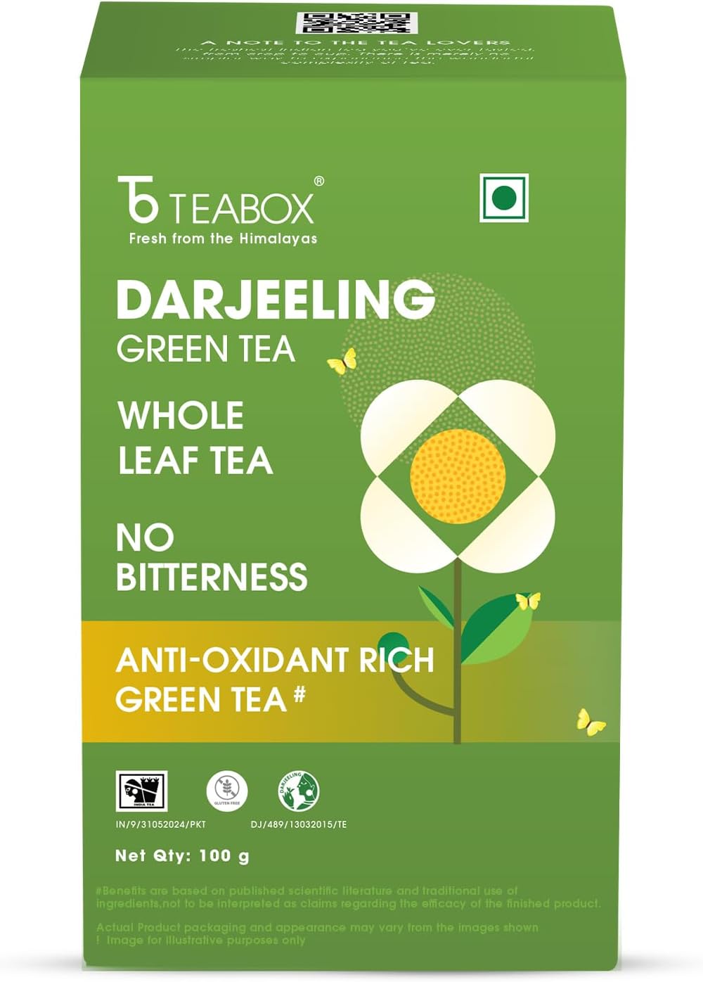 Teabox Green Tea Loose Leaves | Made with Whole Leaf, Sourced from Highlands | 0% Bitterness Assured | 100G