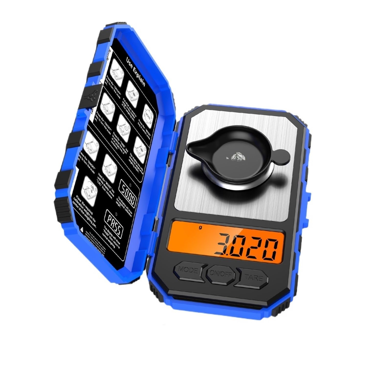 Wagi Cyfrowe, 50g 0,001g Waga cyfrowa Przenośna waga elektroniczna Waga kieszonkowa Miligram 20g(A1-0.001g 50g-Blue)