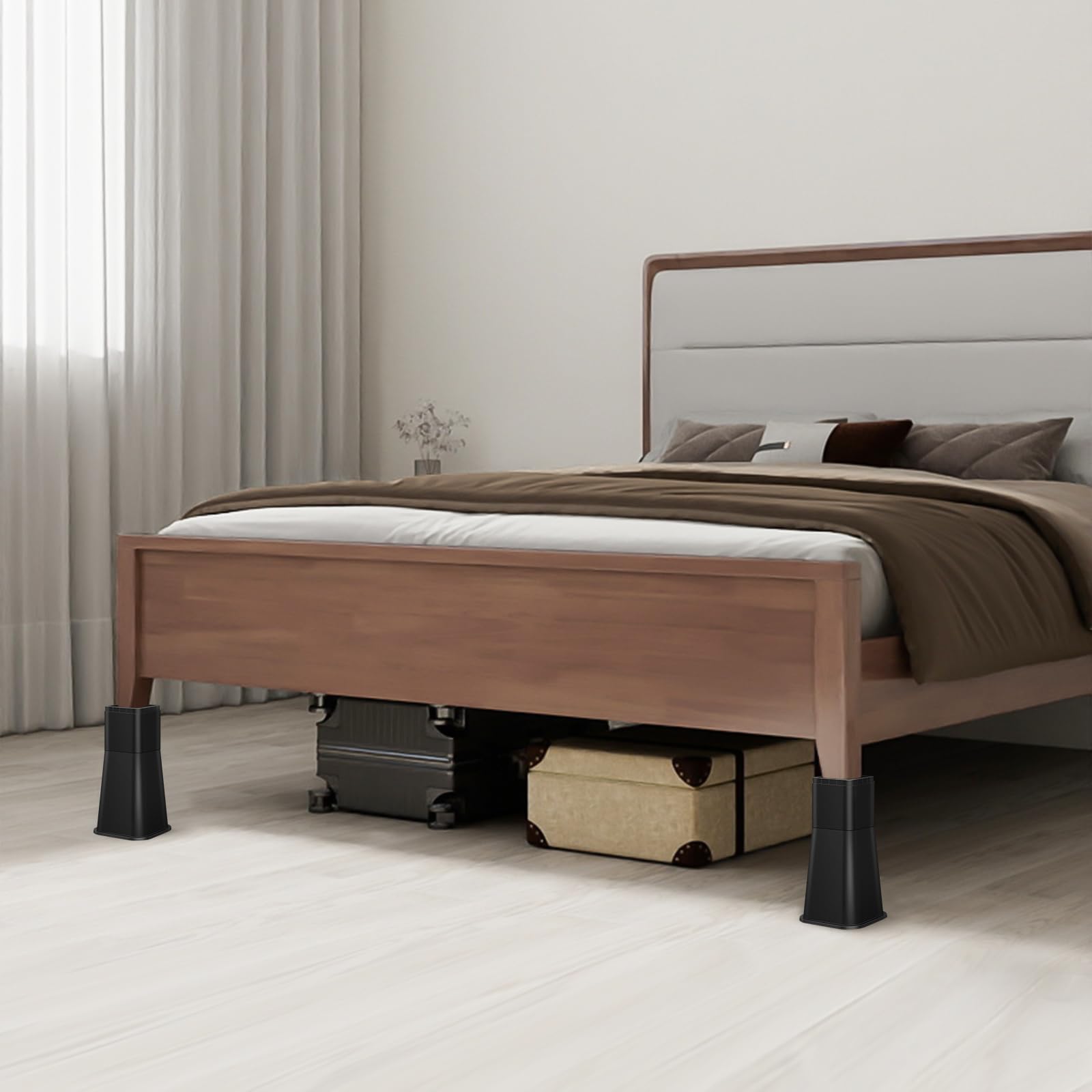 Elevadores ajustables para muebles de cama, elevadores resistentes tanto para postes como para ruedas de muebles, sofá, cama, silla, mesa (paquete de 4, 12 pulgadas)