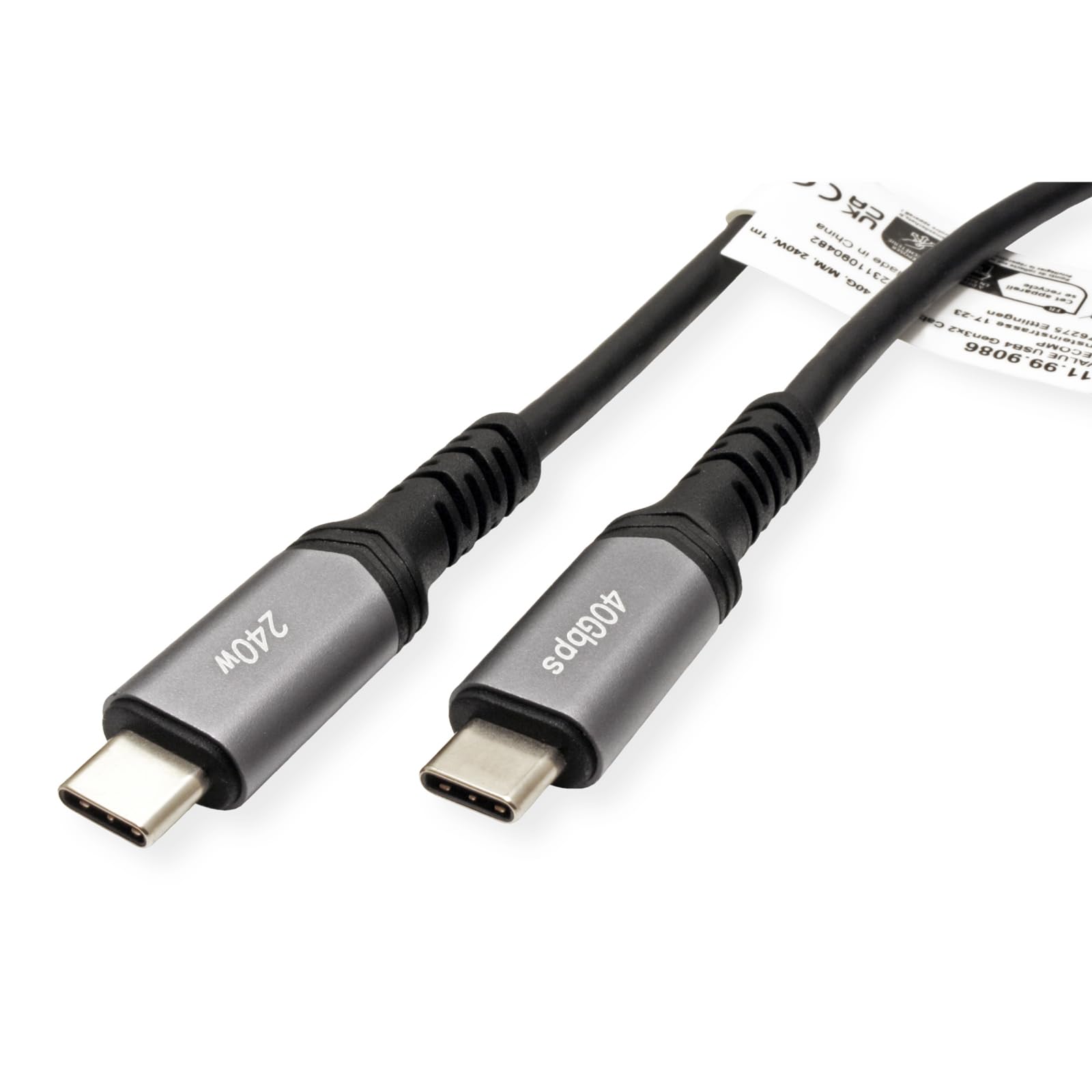 VALUE Kabel USB 4 Gen3x2, C–C, ST/ST, 40 Gbit/s, 240 W, czarny, 0,8 m